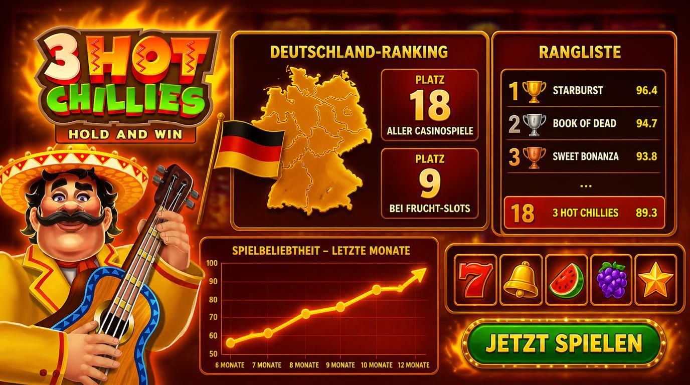  Deutschlandkarte oder Ranking-Diagramm mit steigendem Trend für 3 Hot Chillies